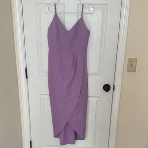 Lavender Midi Crossover Dress with Spaghetti Straps